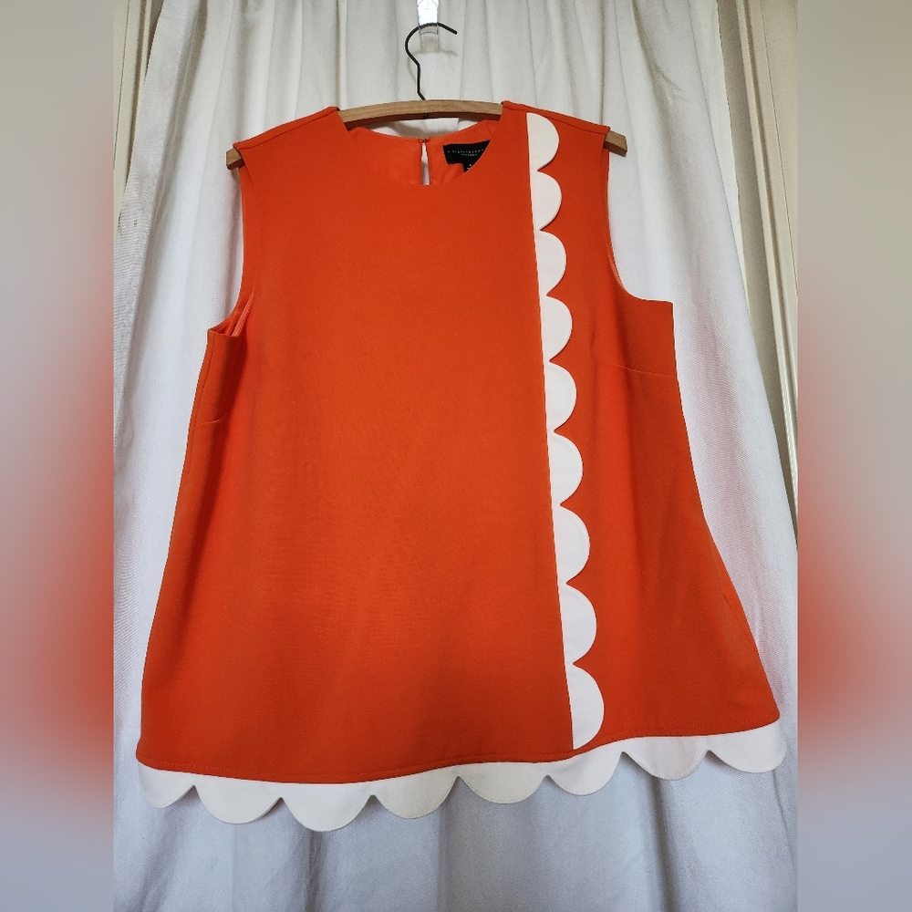 VICTORIA BECKHAM Orange Sleeveless Tunic with White trim – Women’s US L